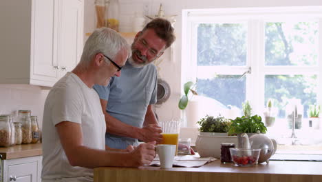 Pareja-De-Homosexuales-Masculinos-Desayunando-En-Casa-Juntos