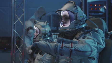 astronauts in training