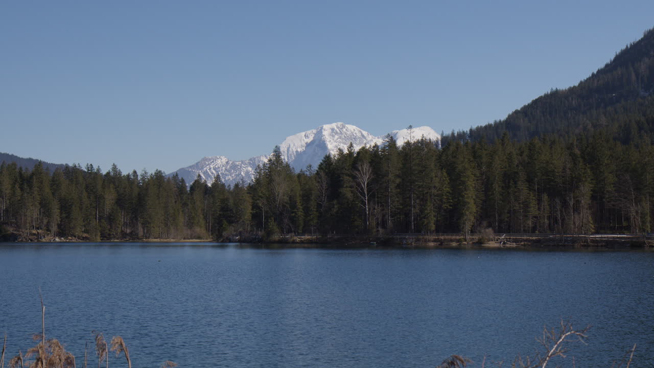 Idyllic Scenery Of Hintersee Lake In Germany. Wide Shot