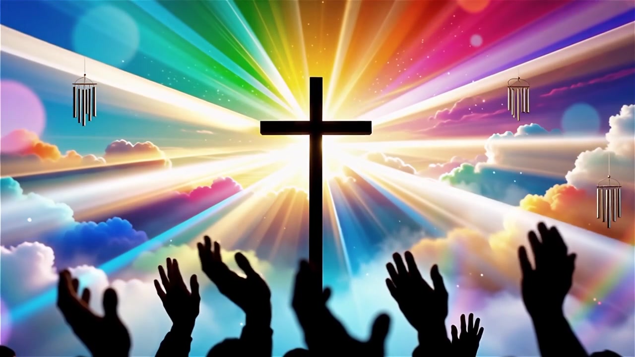 Christian Cross Heavenly Light Worship Background