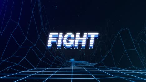 animación pantalla de videojuegos vintage con la lucha de palabras escrita