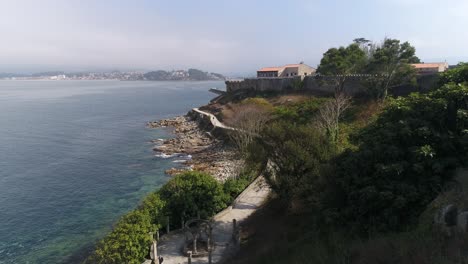 spanish coastline city of baiona aerial view
