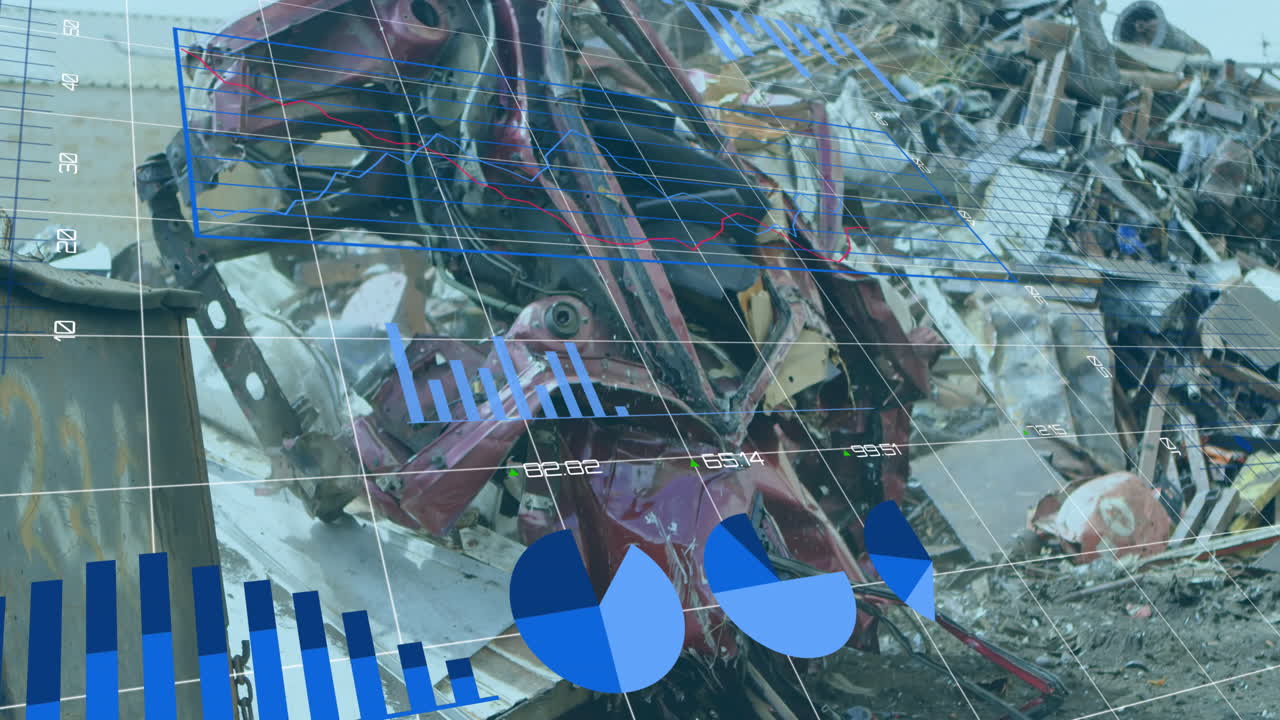 쓰레기 매립장 위의 데이터 처리 애니메이션