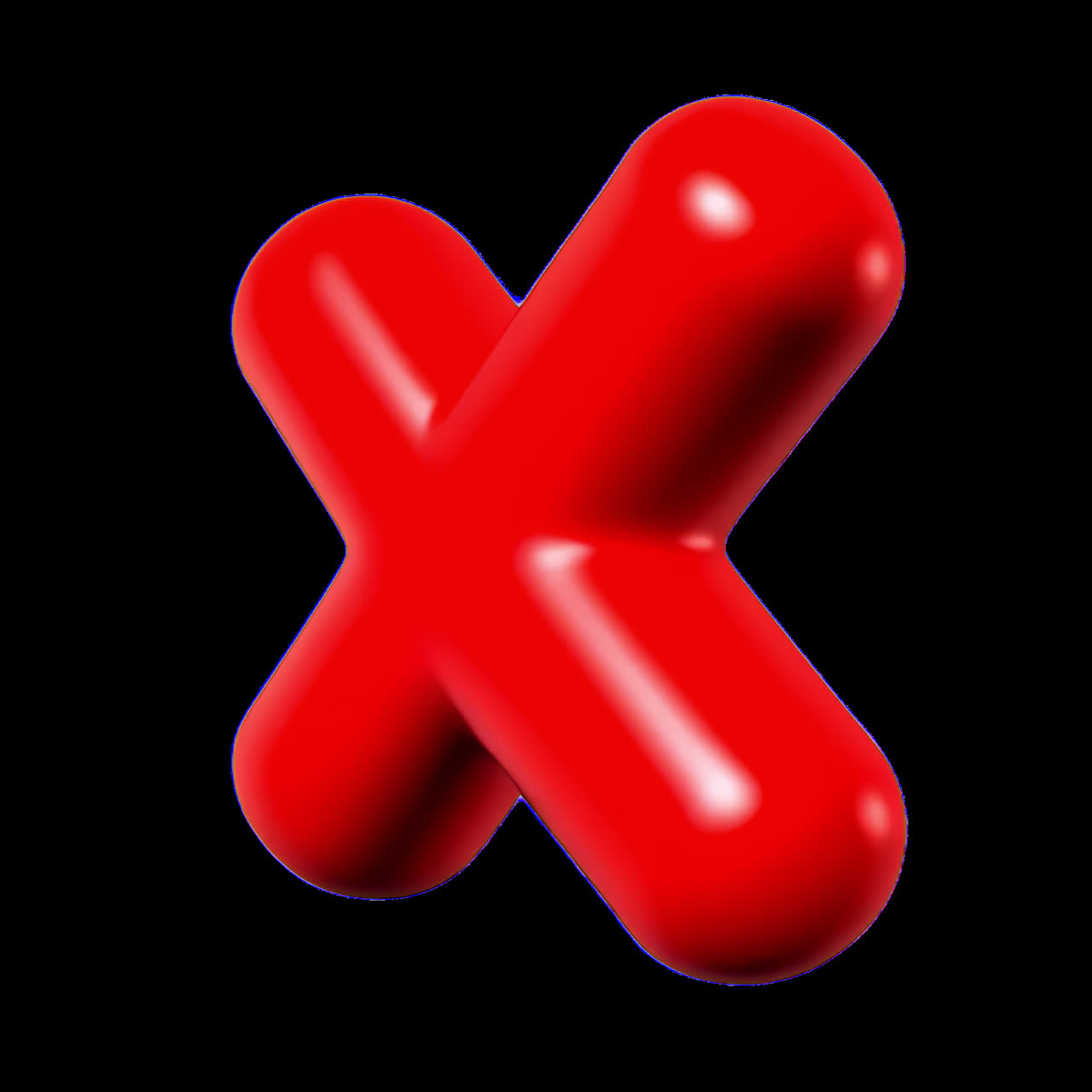 3D red X mark animation isolated asset, transparent 4K video, alpha channel, ProRes 4444