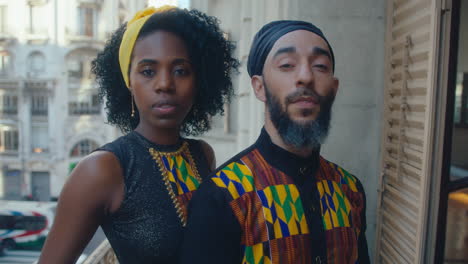 Portrait of Professional Tango Dancers on a Balcony