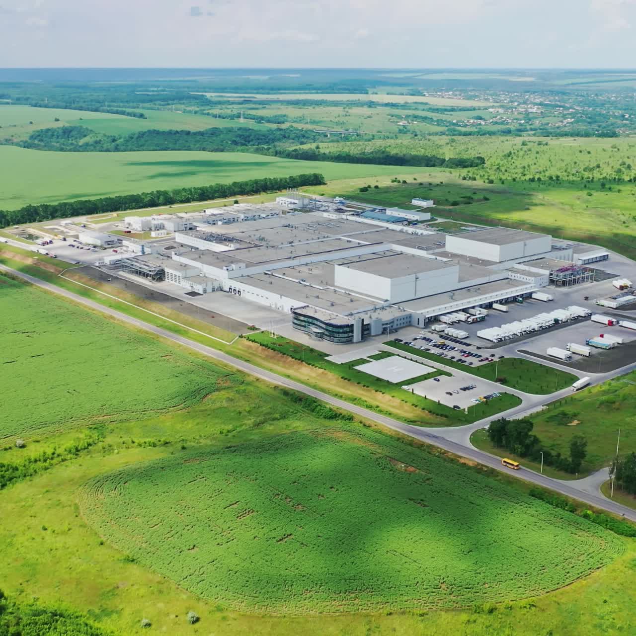 High above industrial factory