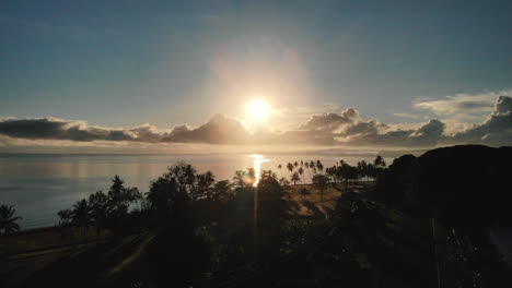 sunset flight one the city in papua newguinea