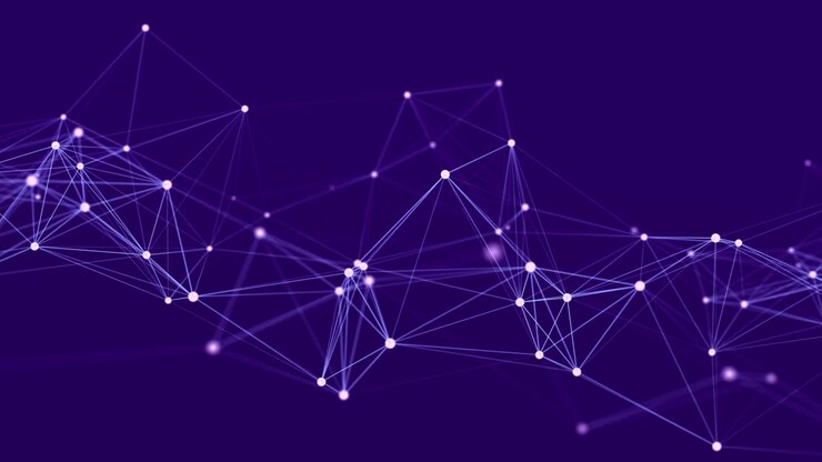 Distribution of network connection data. Information technology visualization. Big data. 3D seamless loop.