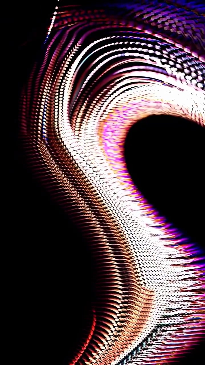 Abstract S-Shaped Wave of Glowing Particles on Black Background