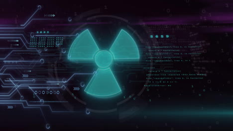 animation of fan icon, digital data processing and scope scanning