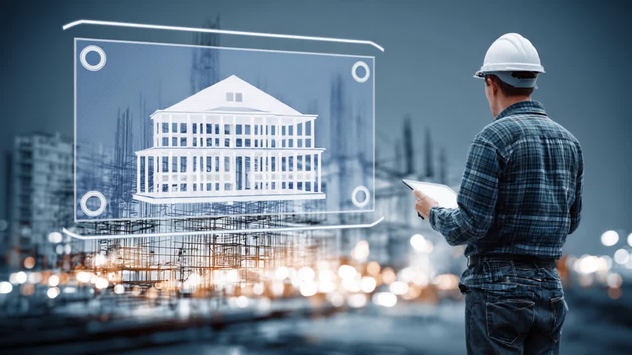 A Construction Engineer Evaluating Architectural Designs on a Digital ...