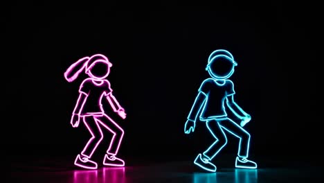 neon dancing figures