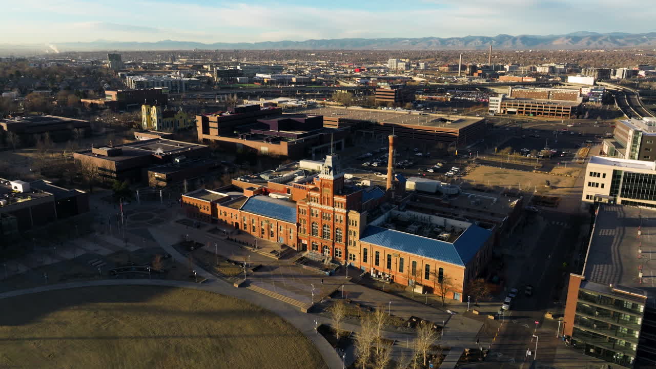 Drone shot of educational buildings in Denver