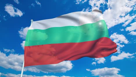 flag of bulgaria with fabric structure against a cloudy sky (loopable)