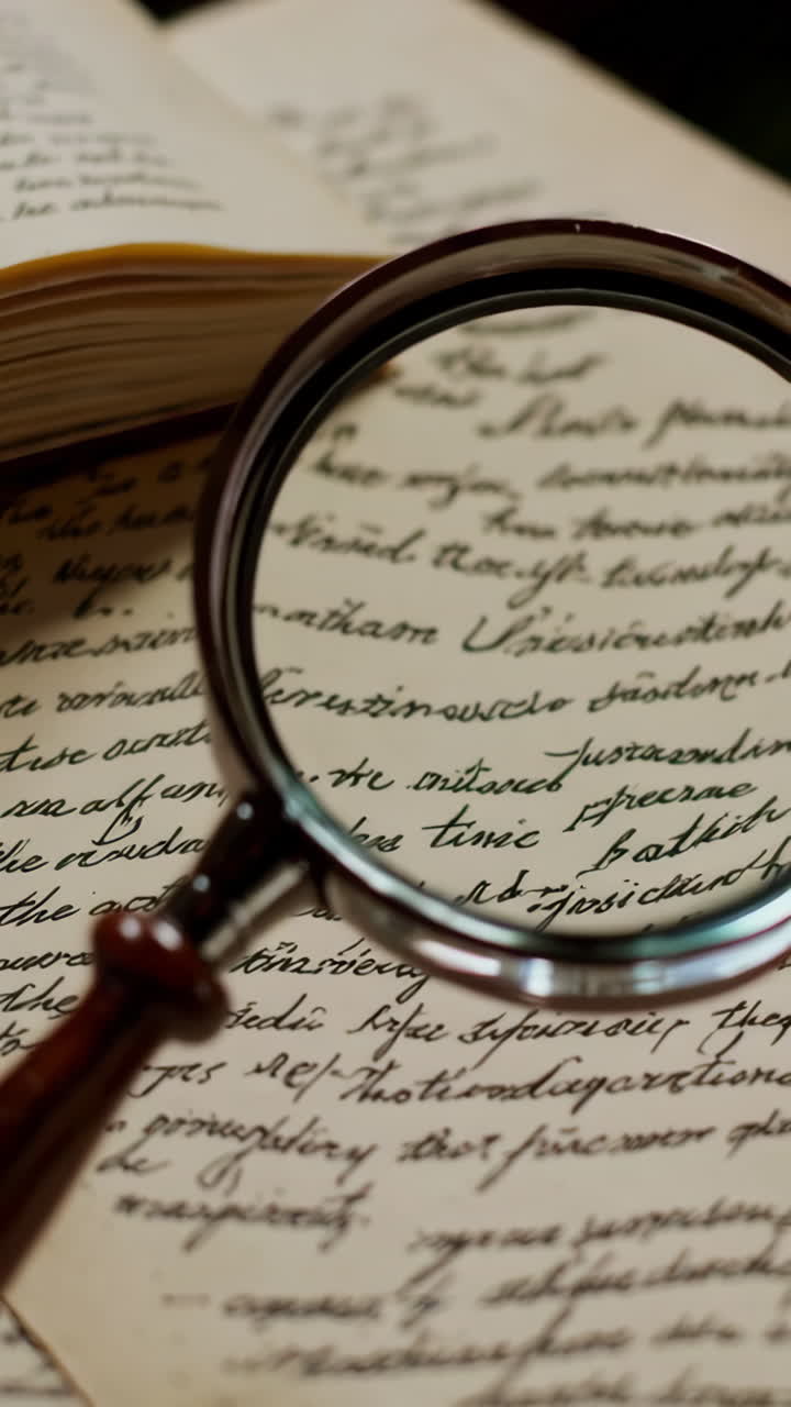 Antique Book with Magnifying Glass