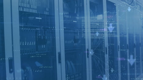 animation of arrows and data processing over computer servers