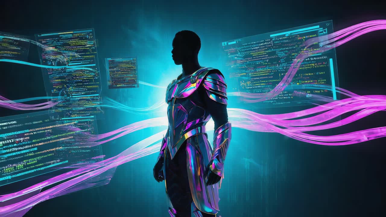 Futuristic Coder in Digital Realm