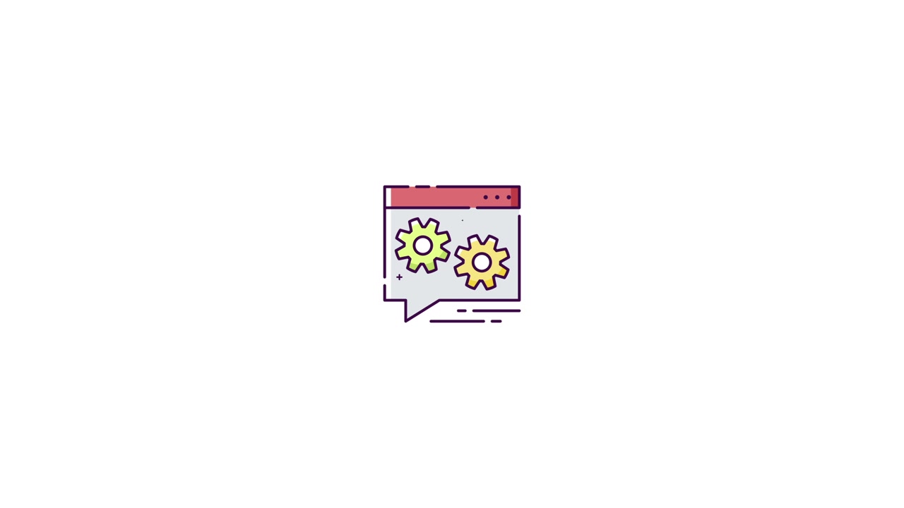 Animated Icon of Spinning Gears in a Settings Box