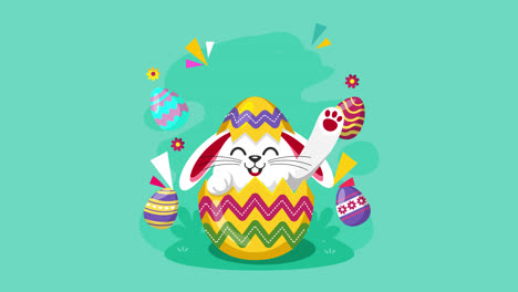 lindo conejito de pascua en un huevo
