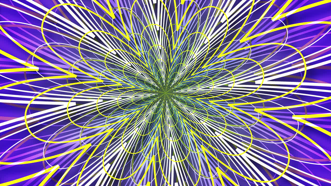 hipnotizante forma de red transformándose en una flor de geometría sagrada multicolor