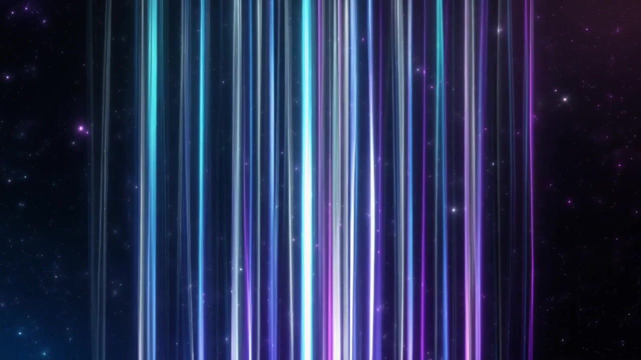 Abstract Motion Background with Vertical Neon Light Streaks and Stars