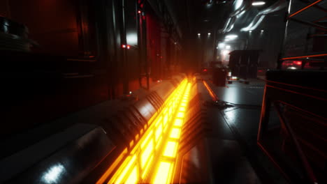 escenas de ciencia ficción con canales metálicos en naves espaciales