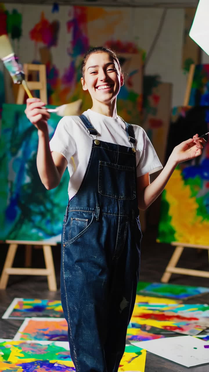 Woman Artist in Art Studio