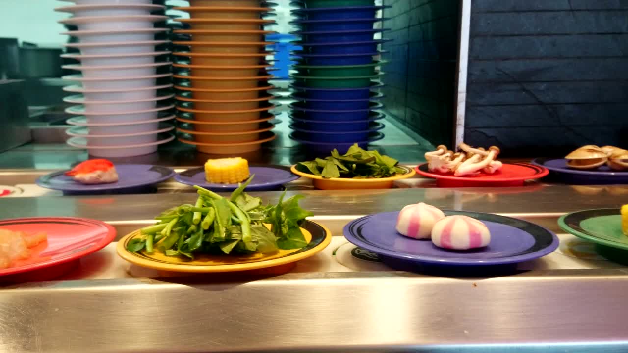 일본식 음식 벨트, 컨베이어 수시 벨트, 일본식 음식 뷔페 요리의 줄