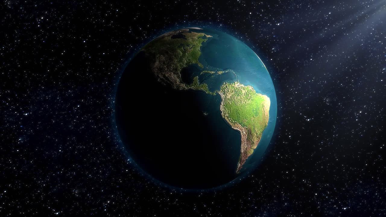 la tierra desde el espacio por la noche
