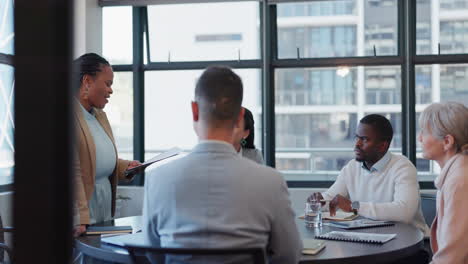 business, black woman and leadership in meeting