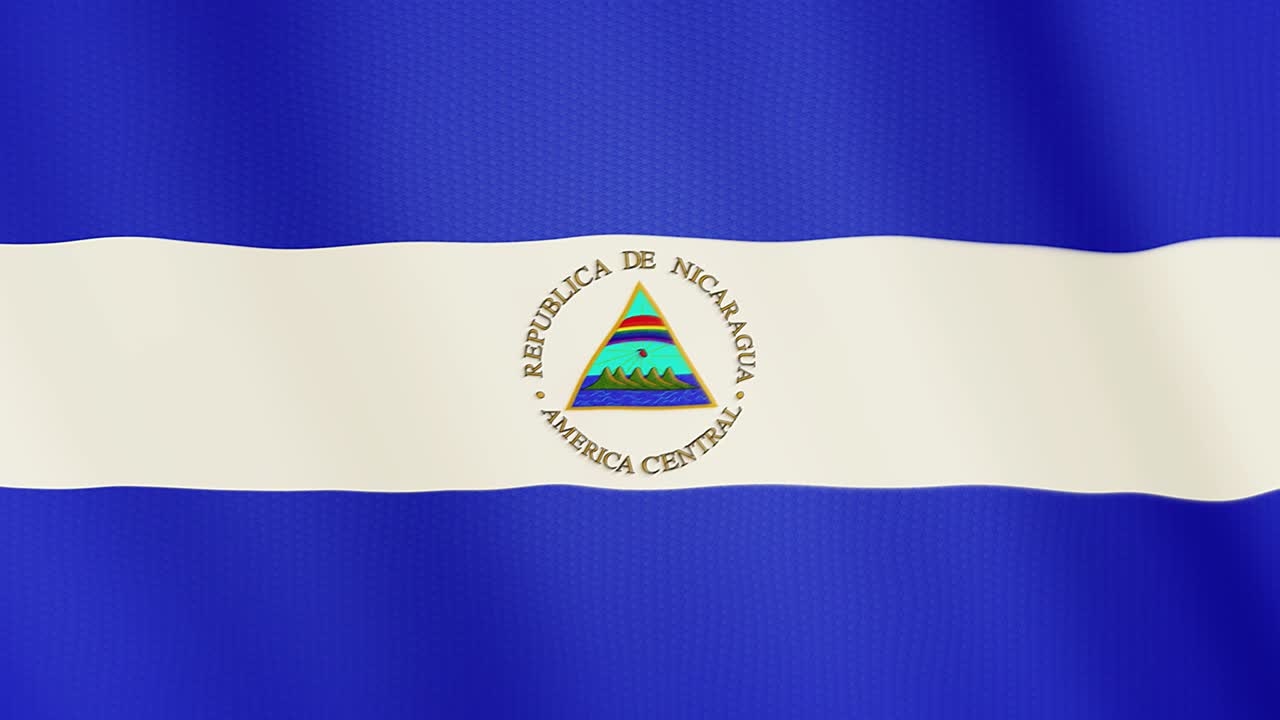 animación de la bandera de nicaragua agitando. pantalla completa. símbolo del país