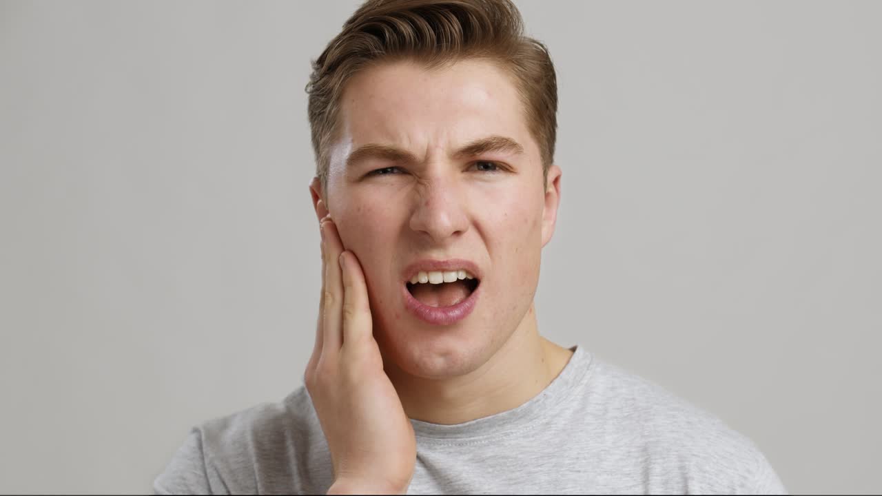 얼굴에 통증이 있는 남자