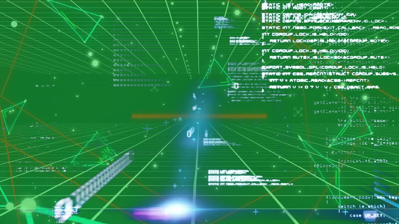 녹색 배경에 데이터 처리 및 모양의 애니메이션