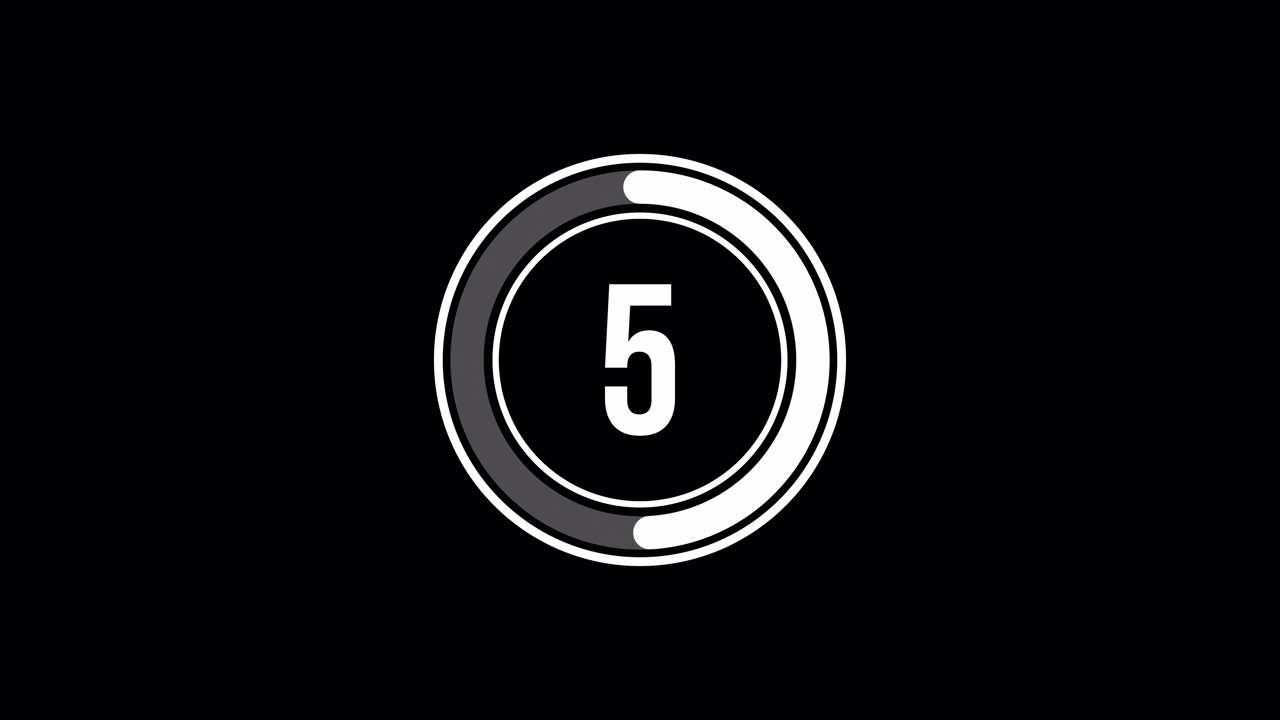 Ten Second Circular Countdown Timer on Black Background
