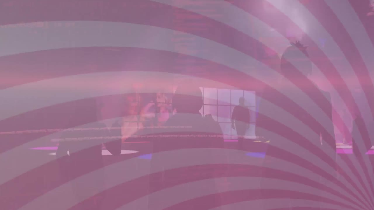 디스코에서 춤추는 사람들 위에 줄무의 애니메이션