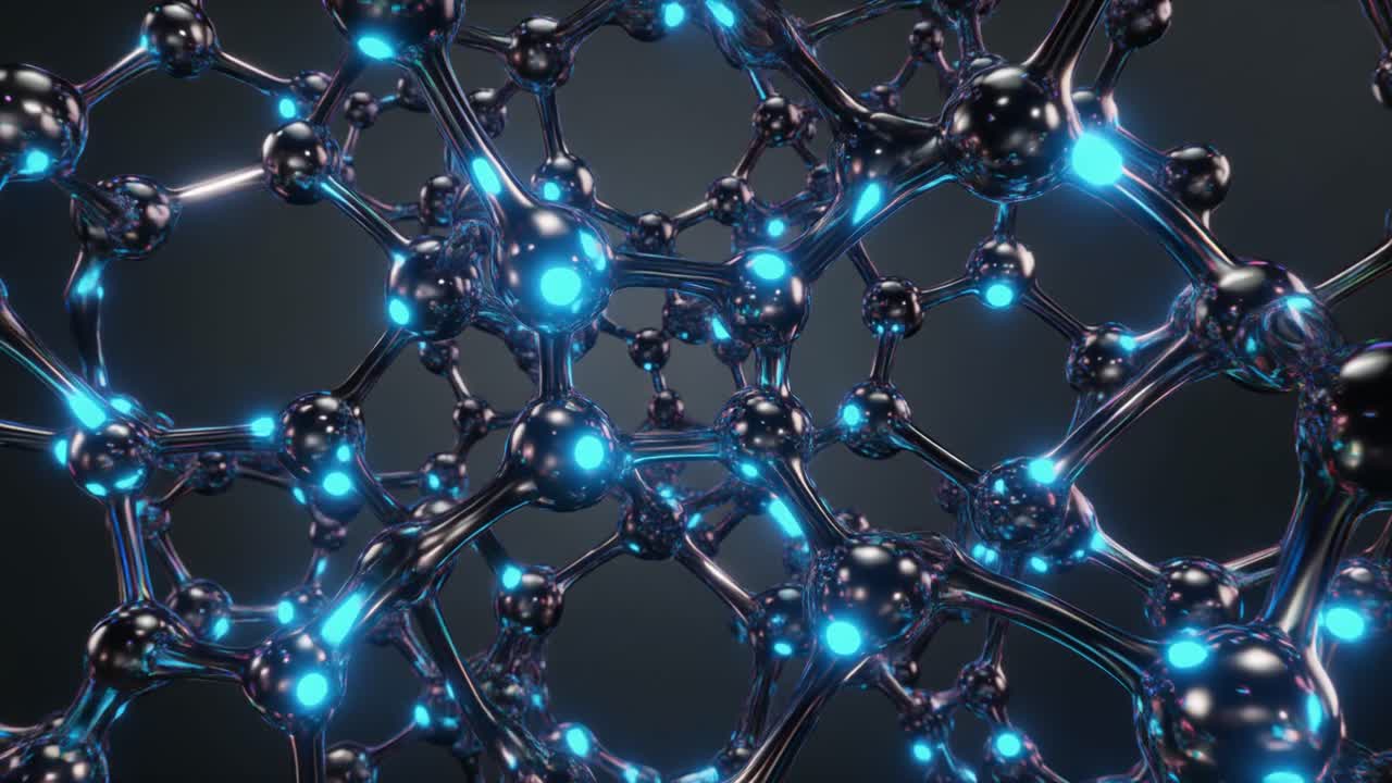 3D Animation of a Glowing Molecular Network