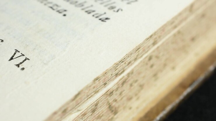 Pan Across Old Book Close Up