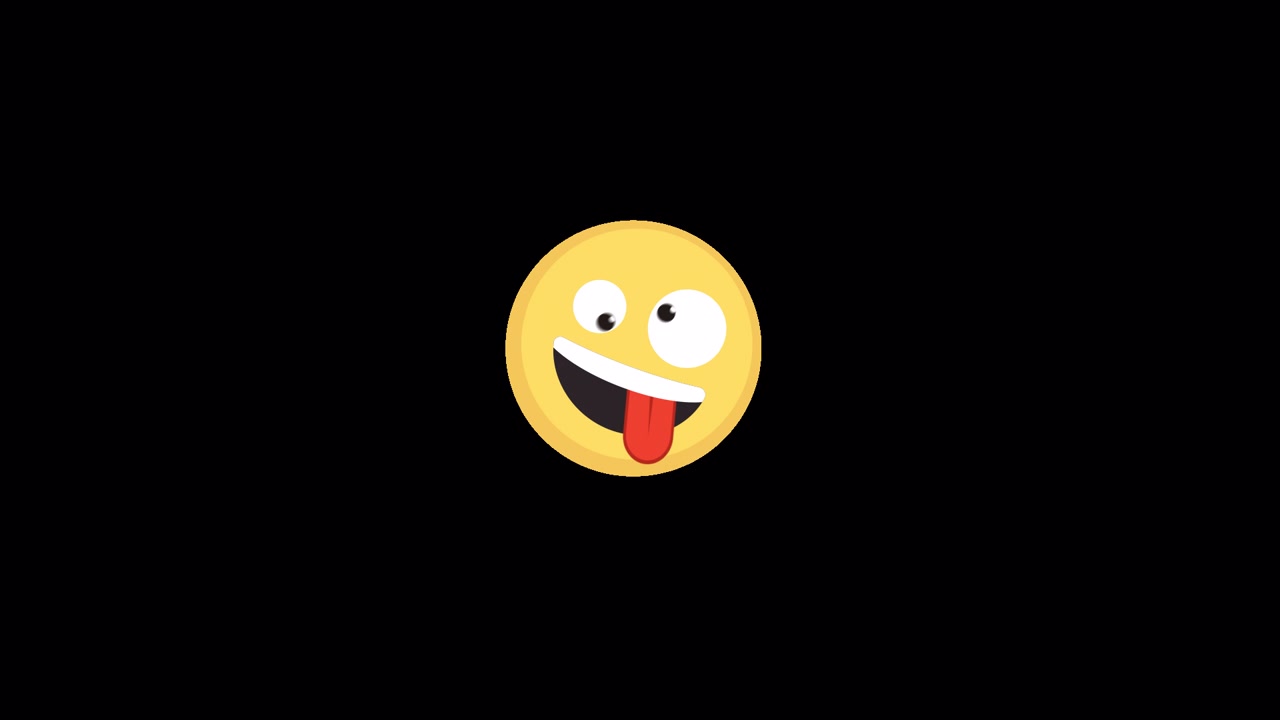 Emoji animata buffa con occhi che si muovono e lingua di fuori