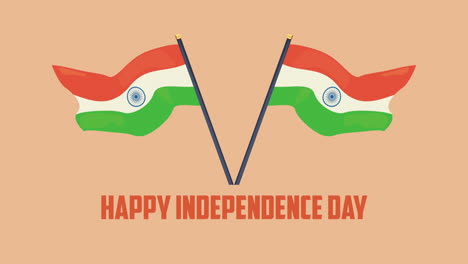 indian independence day lettering and flags crossed