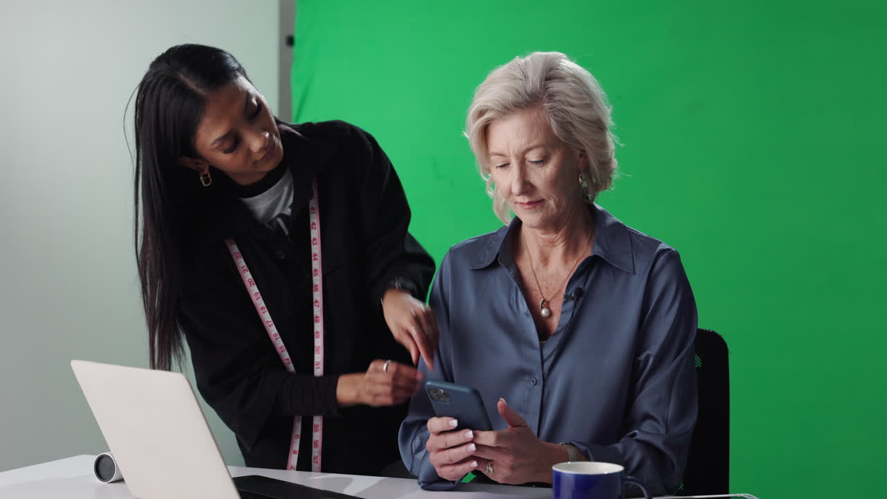 Businesswomen in Studio with Green Screen
