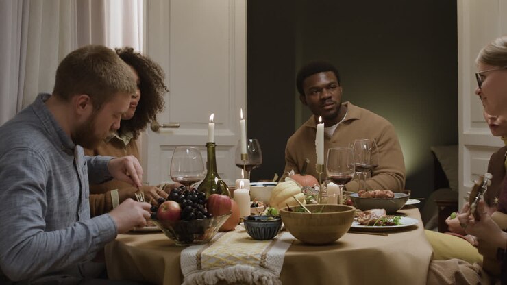 Friends and Family Gathering for a Festive Dinner