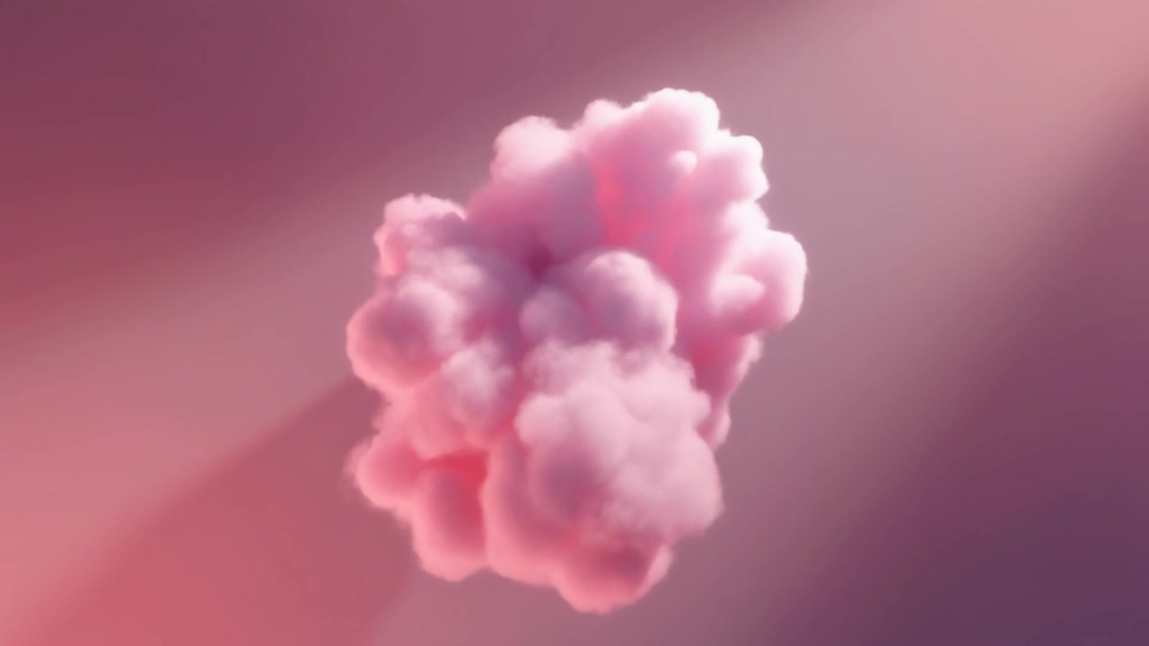 Nuvola rosa 3D astratta che fluttua in luce soffusa