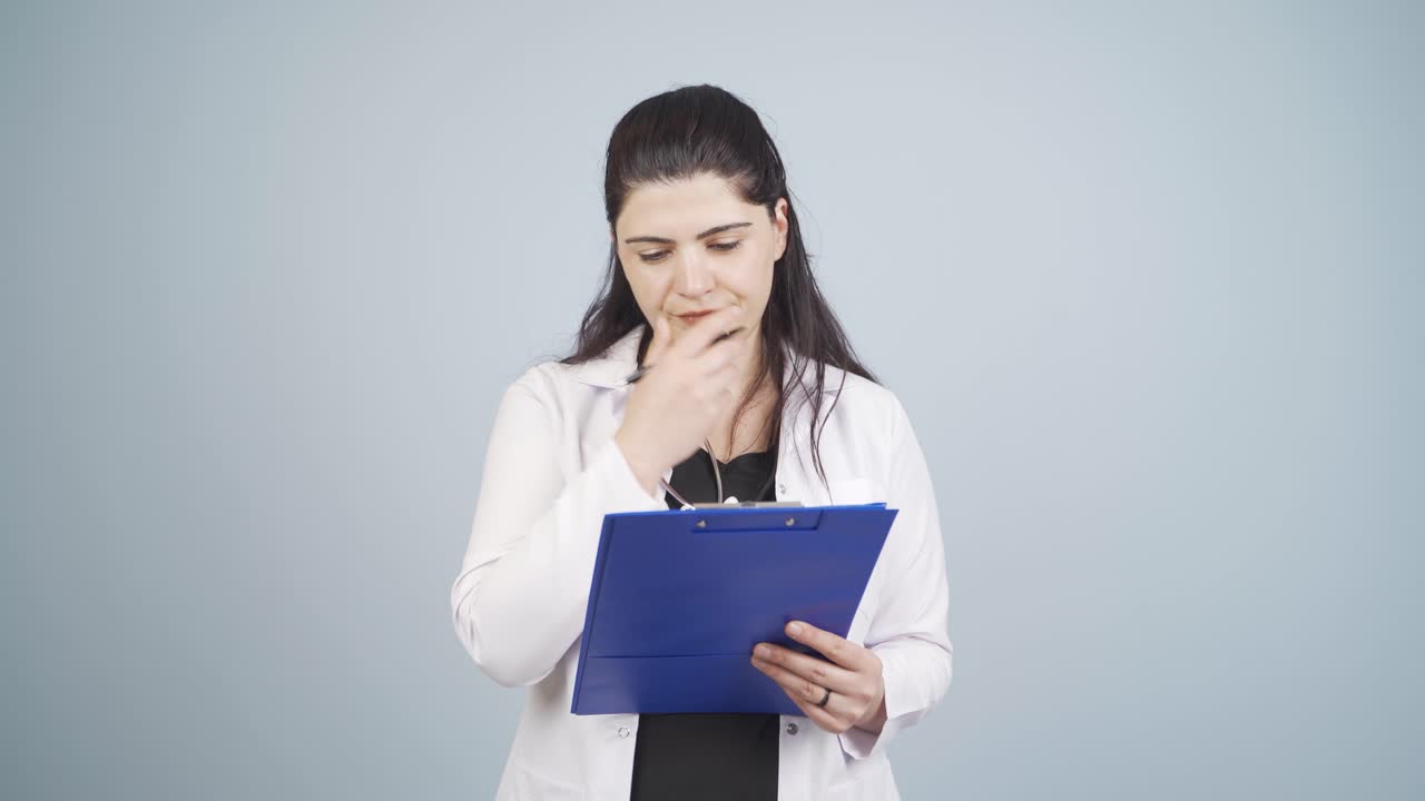 el médico que examina el papeleo es considerado.