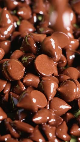 chocolate chips cascading in a continuous flow