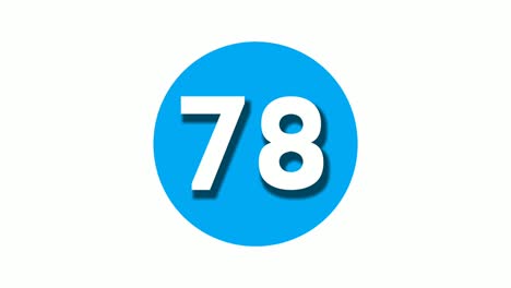 number 78 sign symbol animation motion graphics on blue circle white background,cartoon video number for video elements