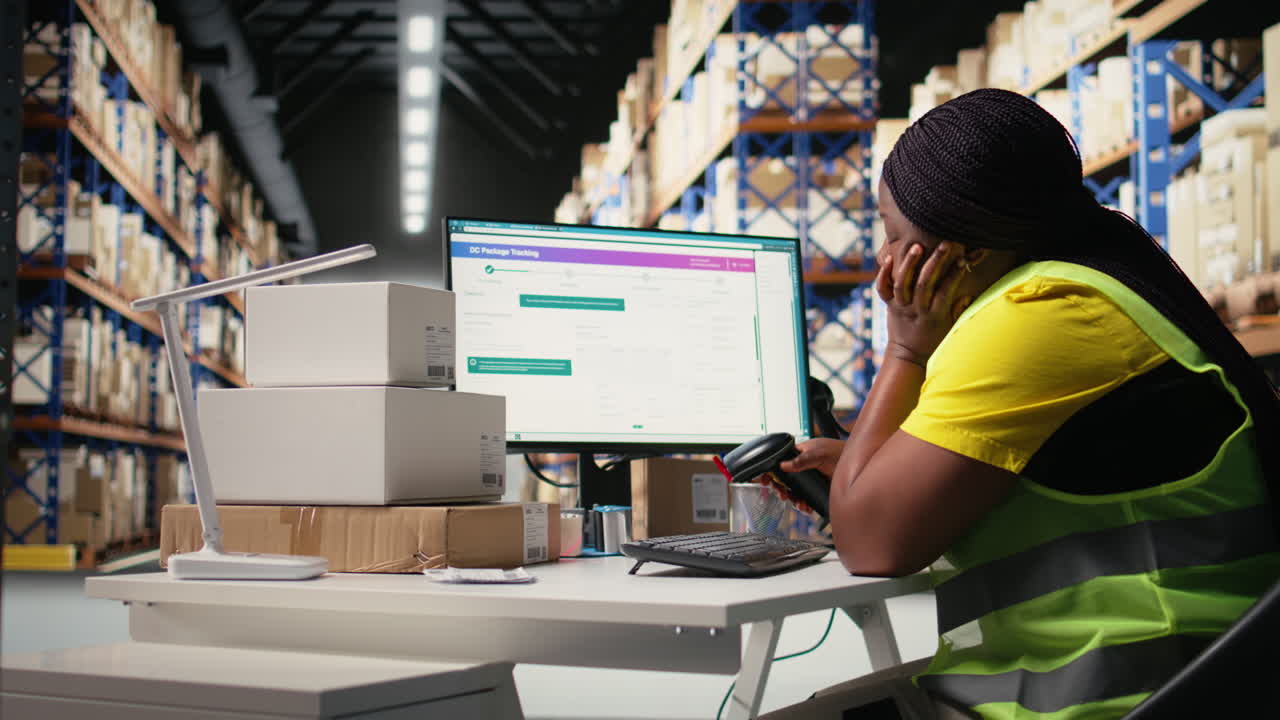 Vertical Video African american overworked woman struggling to stay awake