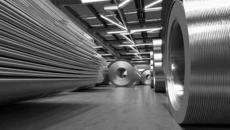 metal warehouse with coils and sheets