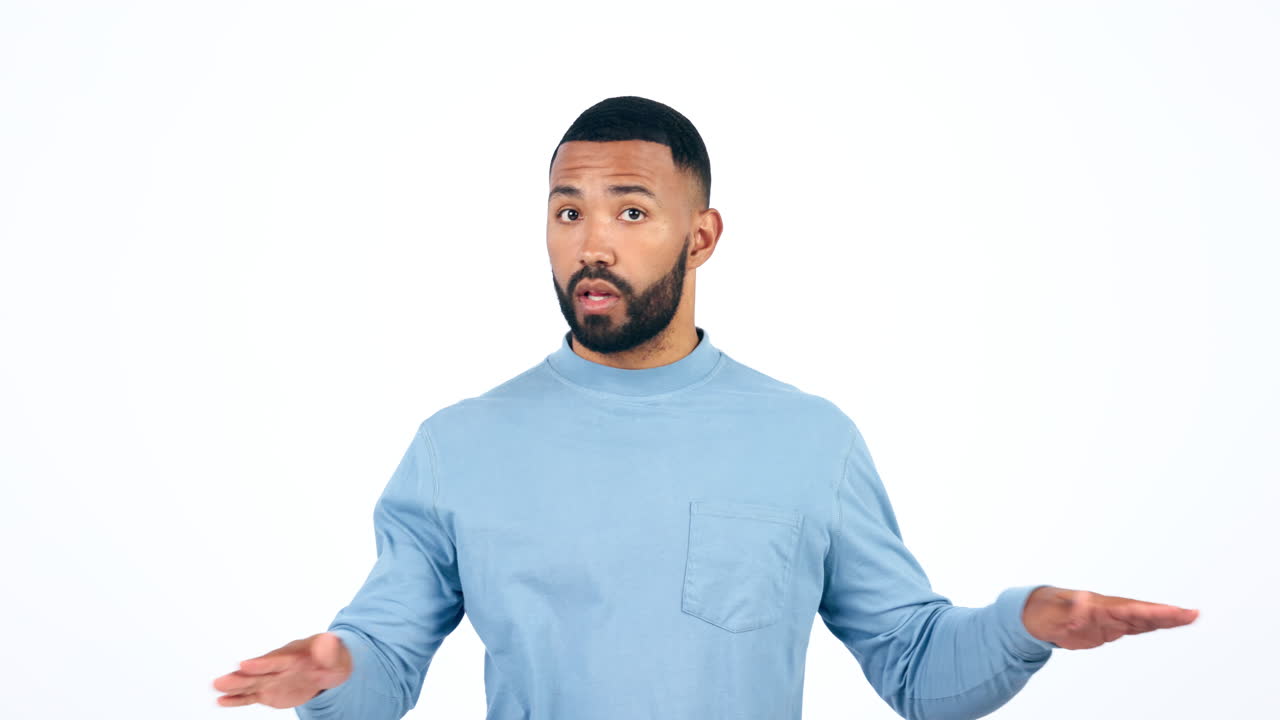 cara, no y el hombre en el estudio con parada