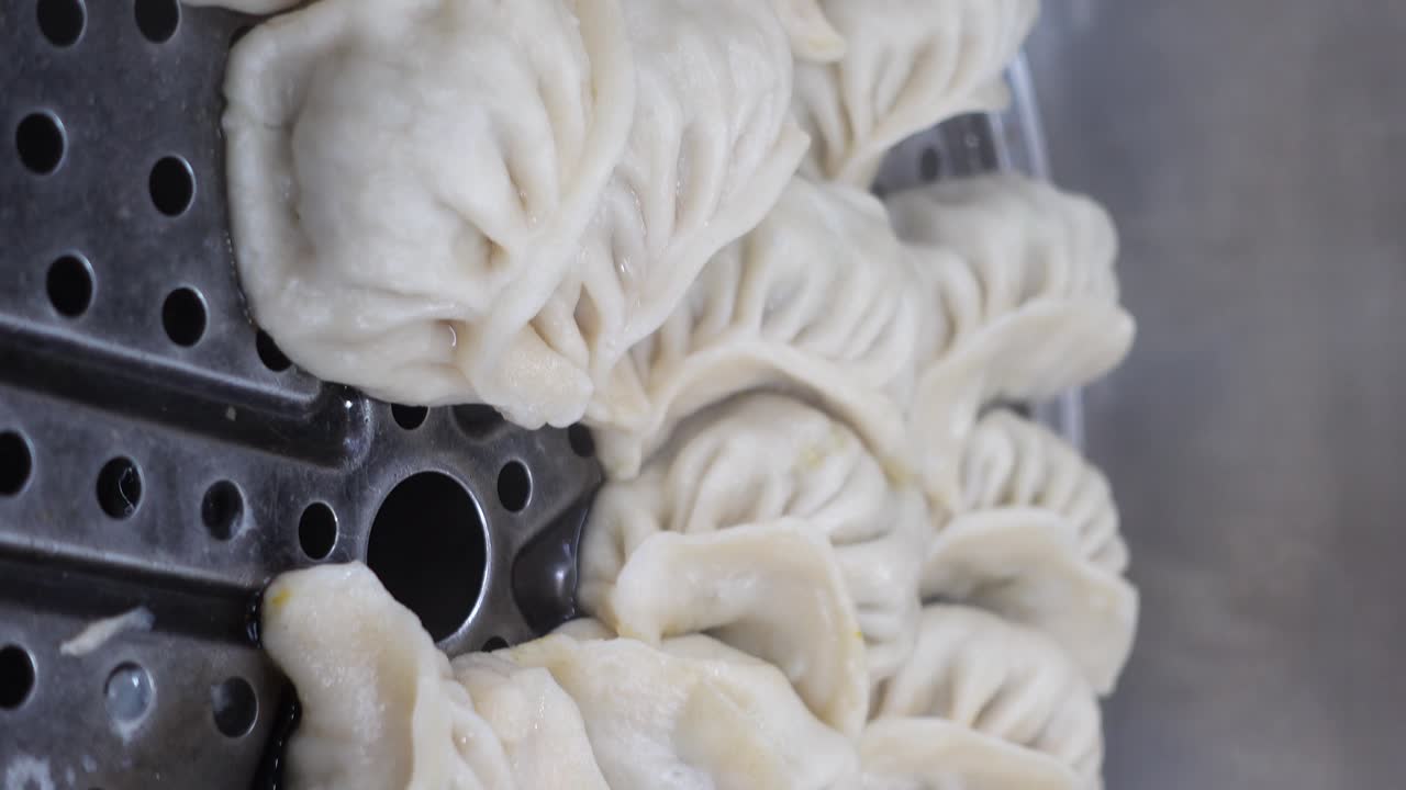 Close-up of Steamed Dumplings