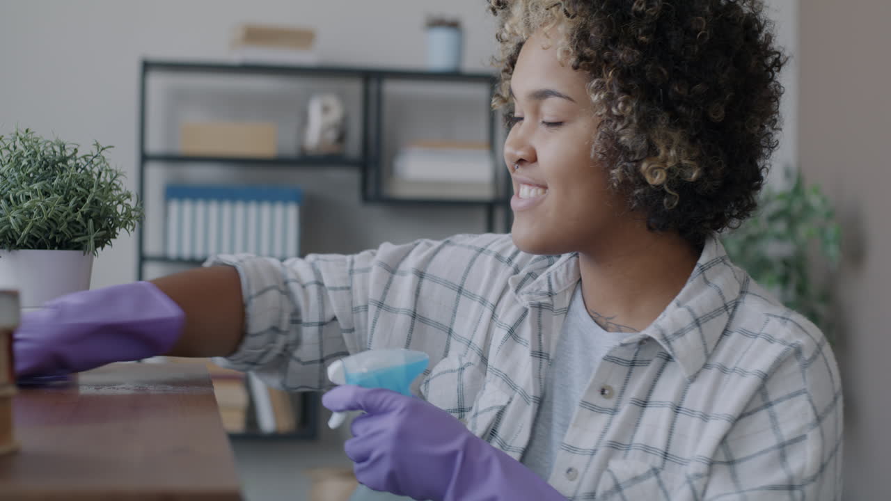 Woman Cleaning Table